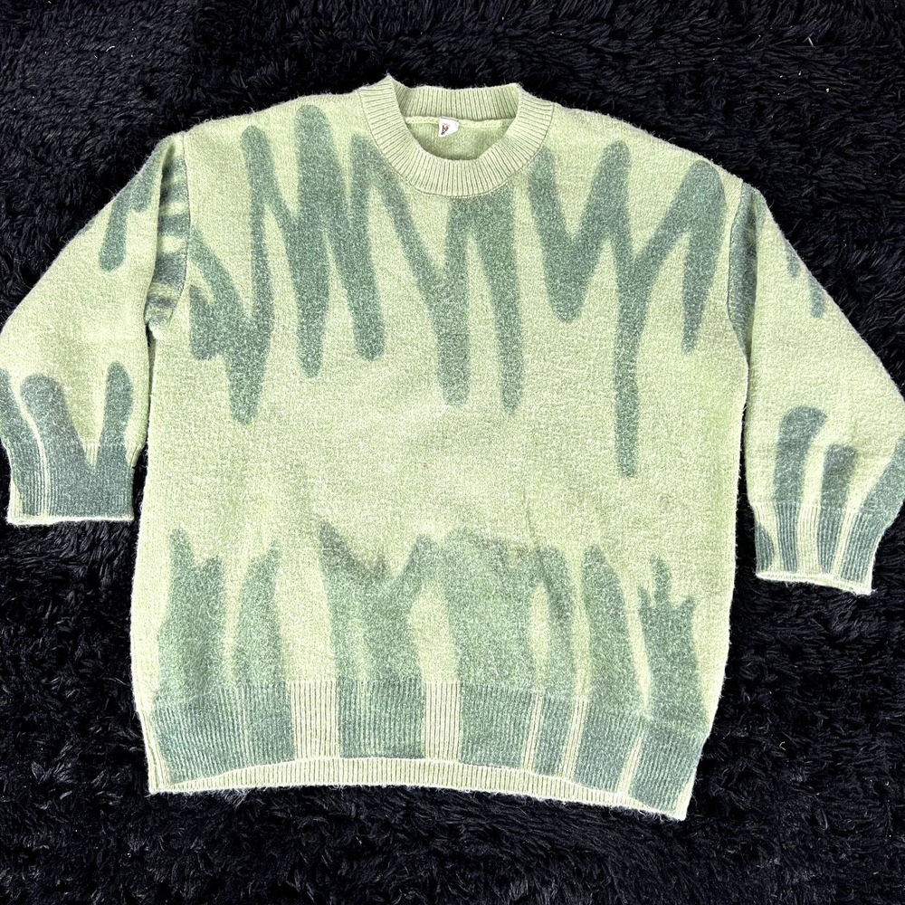 kiwi & co green patterned sweater no tag fits mens large